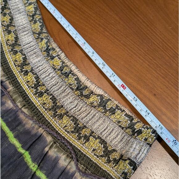 Free People Anna Corinna Boho Reworked Vintage Hand Pleated Dyed Skirt, size M - Picture 6 of 8